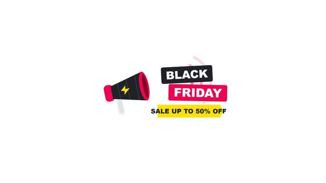 Dynamic Graphic Illustration Featuring a Loudspeaker Icon Promoting a Seasonal Discount Sale Event with Half Price Special Offers