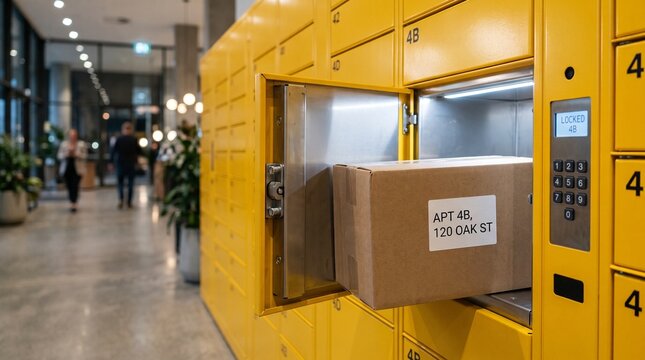 Automated Parcel Locker System for Convenient Package Delivery and Pickup.