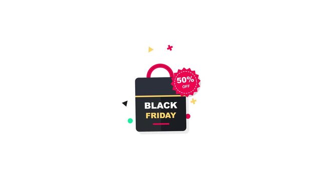 A stylish graphic illustration featuring a shopping bag for seasonal discount sales event with bold promotional typography and festive decorative elements