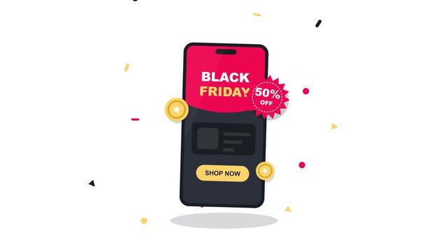 Mobile Phone Displaying Special Seasonal Discount Promotion With Graphic Elements For Online Shopping Sales Event