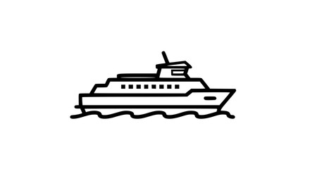 Fototapeta premium Black and white line art of a passenger ship.
