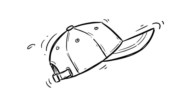 Dynamic sport cap side profile hand drawn doodle line art vector illustration