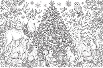 Obraz premium Woodland Christmas Tree Gathering, Woodland Christmas, Christmas Tree Gathering, Christmas Tree, Forest Christmas, Woodland Scene, Christmas Forest, Winter Woodland, Christmas Gathering, Festive Fores
