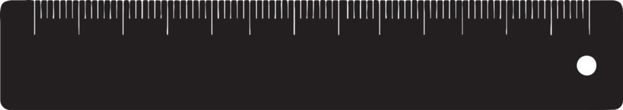 Black ruler silhouette with measurement scale marks for precision scaling and drafting in school or technical engineering projects measurement drafting centimeter millimeter precision