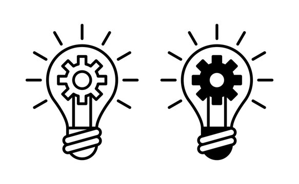 Innovation and idea with light bulb and gear icon