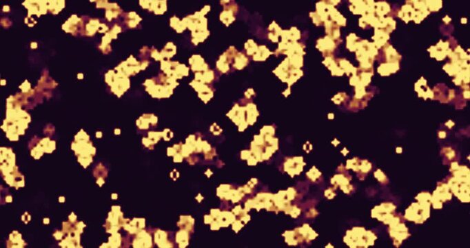 Abstract mottled texture in golden yellow and dark brown resembling organic camouflage pattern