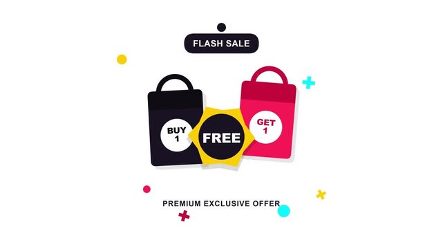 Creative Flash Sale Promotion Design Featuring Buy One Get One Free Offer Concept Graphic Animation