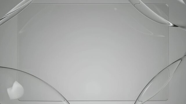 Minimalist Light Gray Background with Glossy Curved Glass Shapes Creating a Dynamic and Elegant Frame for Modern Design Concepts