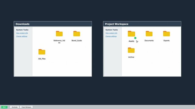 Moving a folder from downloads to a project workspace. 4K Video