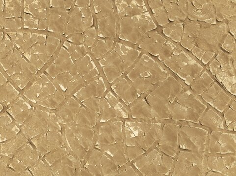 Cracked earth. Aerial view. Drone shot. Namib Desert, Skeleton Coast, Namibia