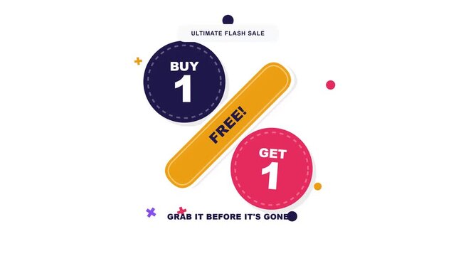 Dynamic Buy 1 Get 1 Free Promotional Graphic Design Featuring Creative Percentage Shape Typography for Ultimate Flash Sales and Retail Marketing Campaigns