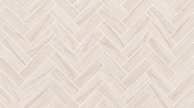 Seamless pattern of light wood planks laid in a classic herringbone design with white grout lines.