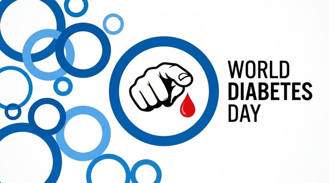 World diabetes day blue vector fist with blood drop