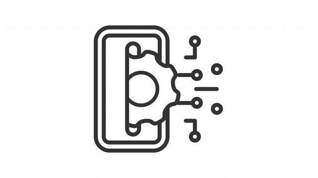Smartphone configuration gear icon set animation