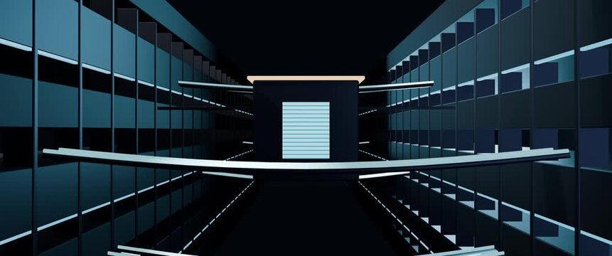 Seamless Loop Futuristic Server Corridor With Glowing Bridges