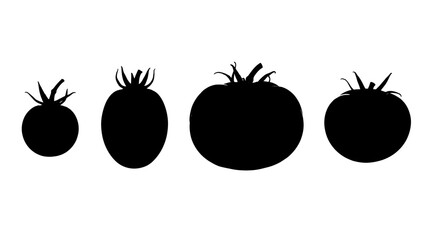 Obraz premium tomato realistic black shadow silhouette isolate vector set