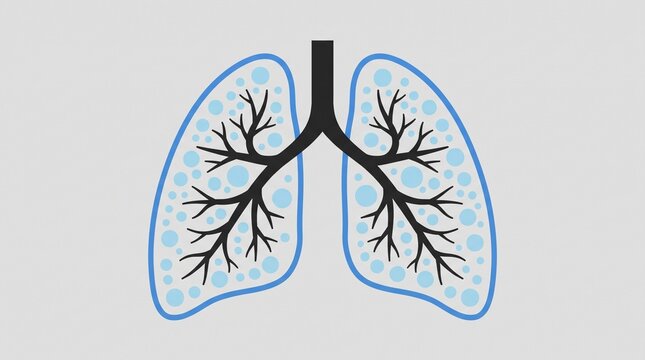 Human lungs with bronchial tree diagram
