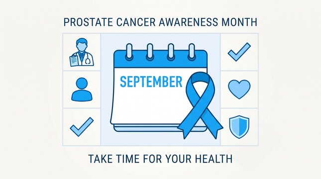 Prostate cancer awareness month september icon set