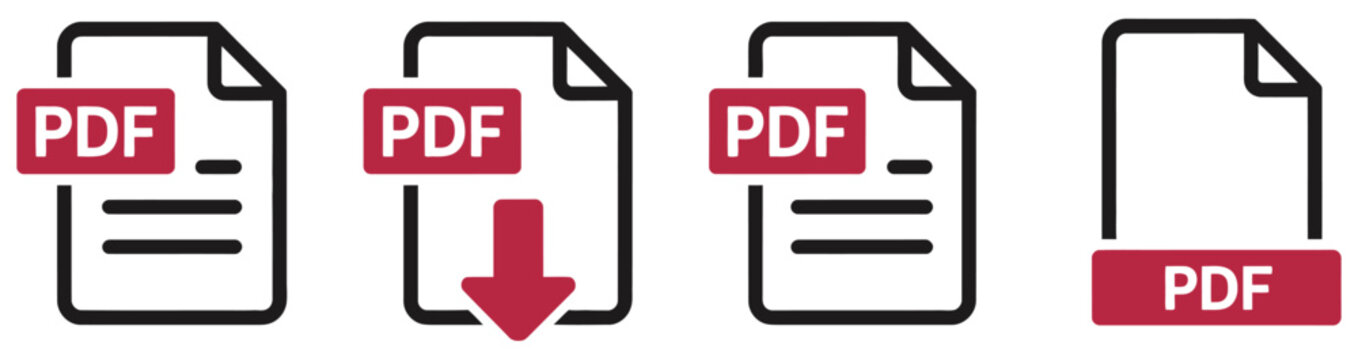 PDF file format symbols for downloading text documents images vector graphics videos and interactive forms