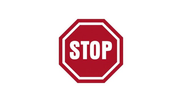 Stop Sign Icon Animation Red Octagon Traffic Motion Graphic
