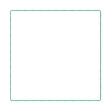 Square border with a thin teal line provides a minimalist frame for text on a transparent background.