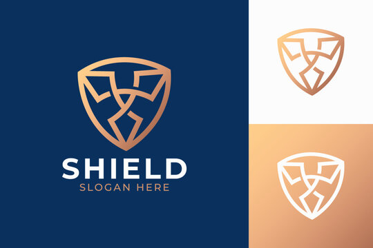 Luxury Shield Logo Template with Geometric Line Art for Security and Financial Brand