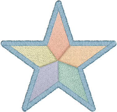 Pastel Patchwork Embroidered Five Point Star Design