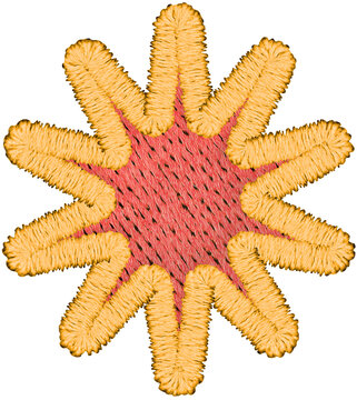 Orange Embroidered Sunburst With Red Center Patch