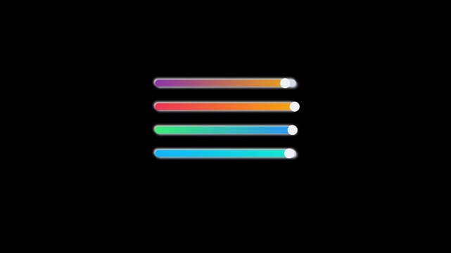 Animated Multi Color UI Volume Sliders Icon on Black Background