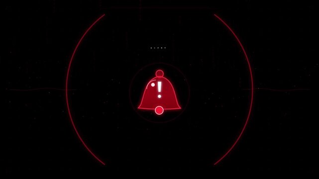 Futuristic Glowing Red Notification Bell Alert Interface
