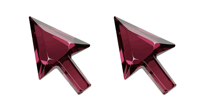 Red shiny arrow shaped earrings pair.