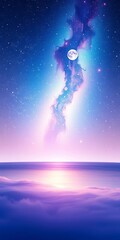 Fototapeta premium Cosmic lights dancing across a serene white canvas, radiant., ||sparkles