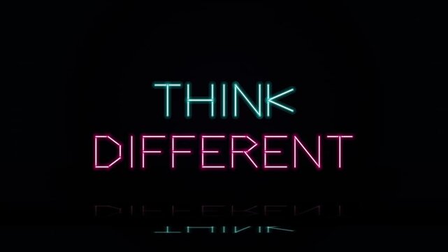 Think Different Glowing Neon Sign Animation with Reflection