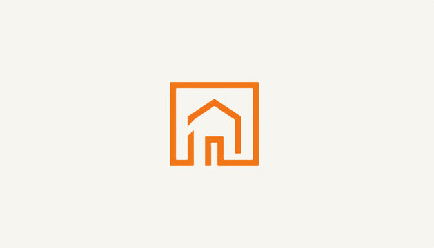 Minimalist orange house icon vector illustration