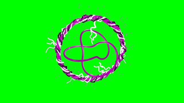 Runic magic halo with pink symbol and energy on green screen