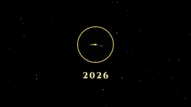 Animated Golden Midnight Clock New Year 2027 Graphic
