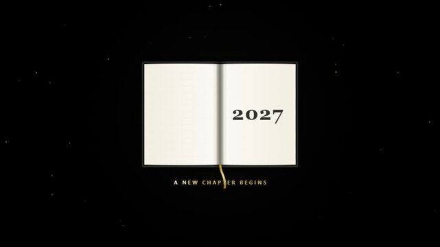 Animated Book Page Flip New Year 2027 celebration