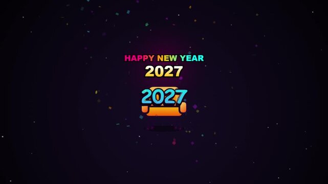 Animated Couch Year 2027 New Year Motion Graphic