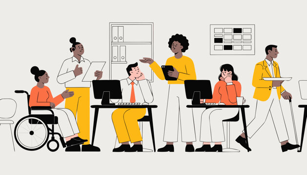 Inclusive Accessible Workplace Vector Illustration