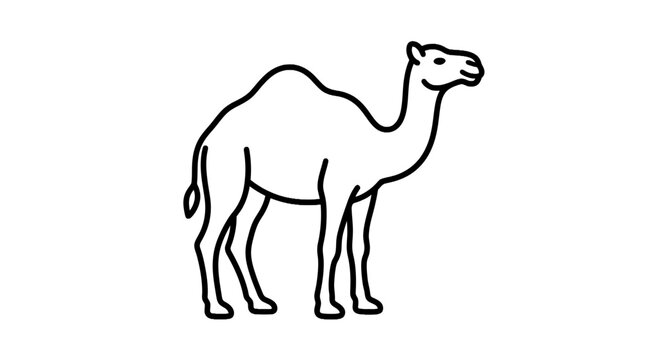 Simple dromedary camel line art icon