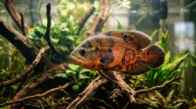 High-Resolution Oscar Fish Photography Collection: Realistic Underwater Aquatic Life