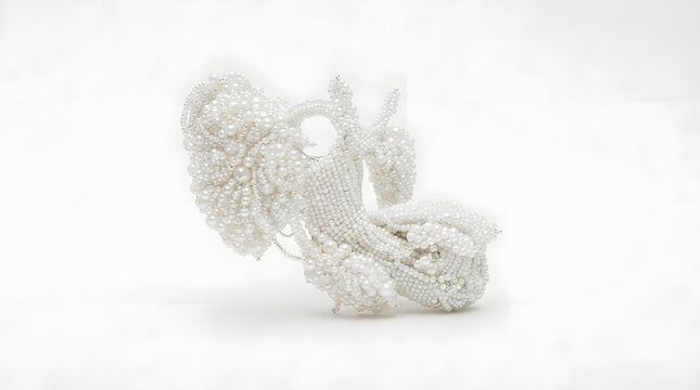 Salivary gland model made of white beads on white background for medical education.