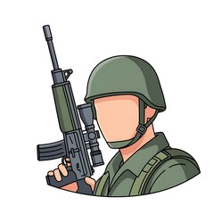 Obraz premium Soldier Wearing Helmet Holding Rifle for Military Defense and Security