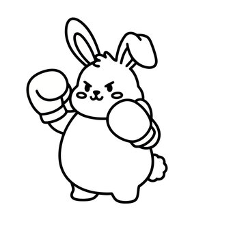 Cartoon boxing rabbit
