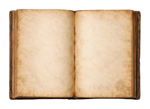 PNG Open vintage book with blank aged pages.