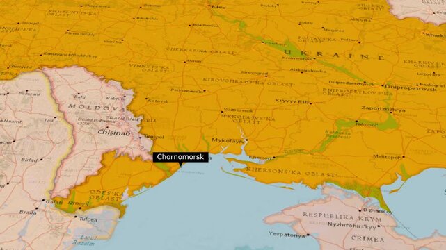 Chornomorsk City Location Map Odesa Oblast Ukraine Animation