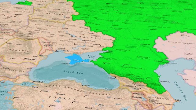 Crimea Peninsula Location Map Black Sea Region Animation