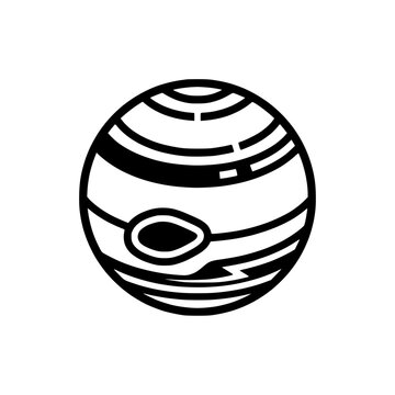 Jupiter Planet Line Art Icon Isolated on White