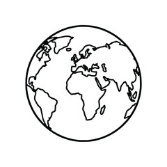 Obraz premium Simple Minimalist Line Art Globe Icon