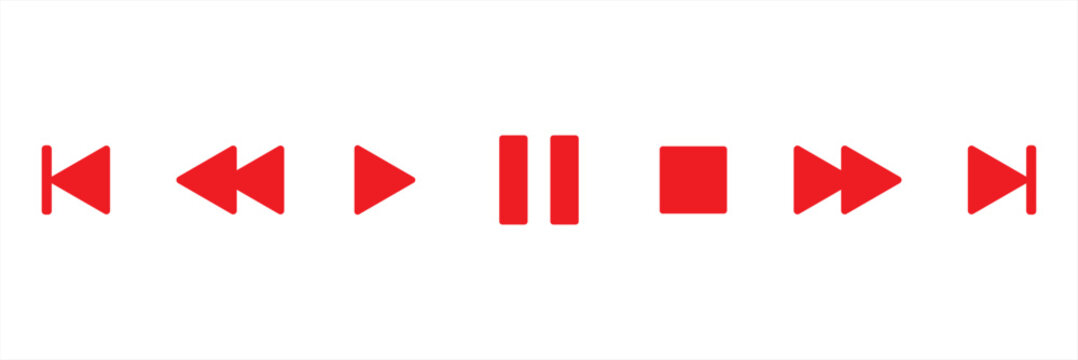 Media player control icon set with play, pause, stop, previous, next and replay symbols. Eps 10.